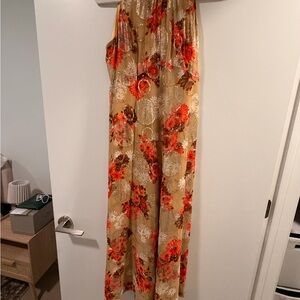 Unique Vintage Floral Gown - Red and Cream